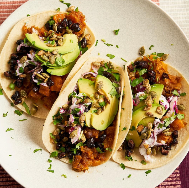 Butternut Squash and Black Bean Tacos for 2