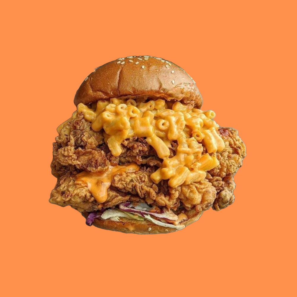 Mr Sloppy Mac & Cheese Double Chicken Burger