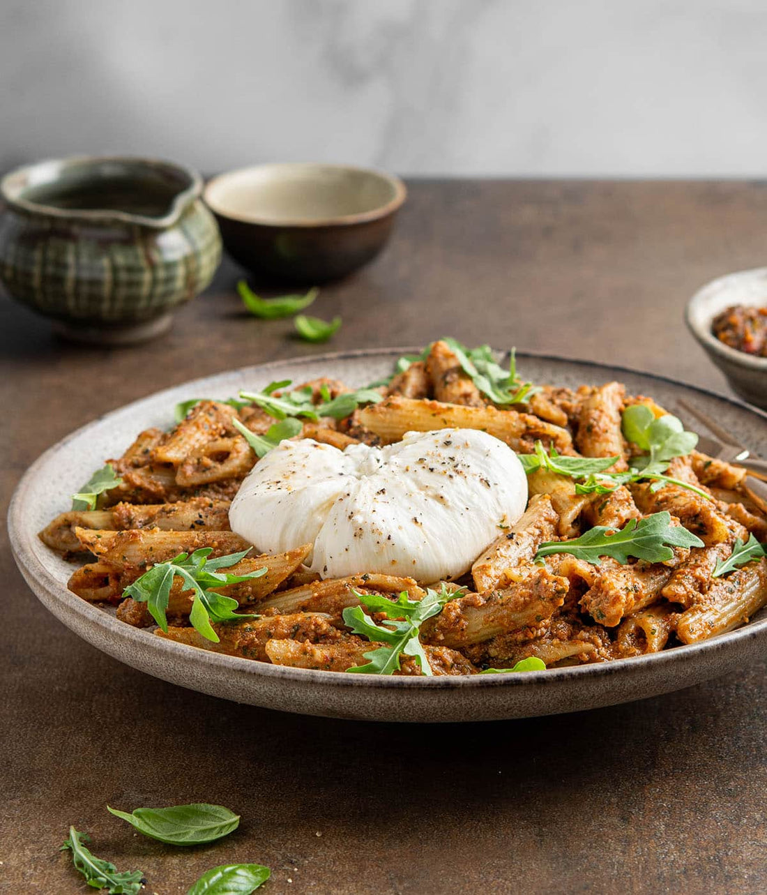 Orecchiette with Burrata, Sun-Dried Tomatoes, and Wild Arugula