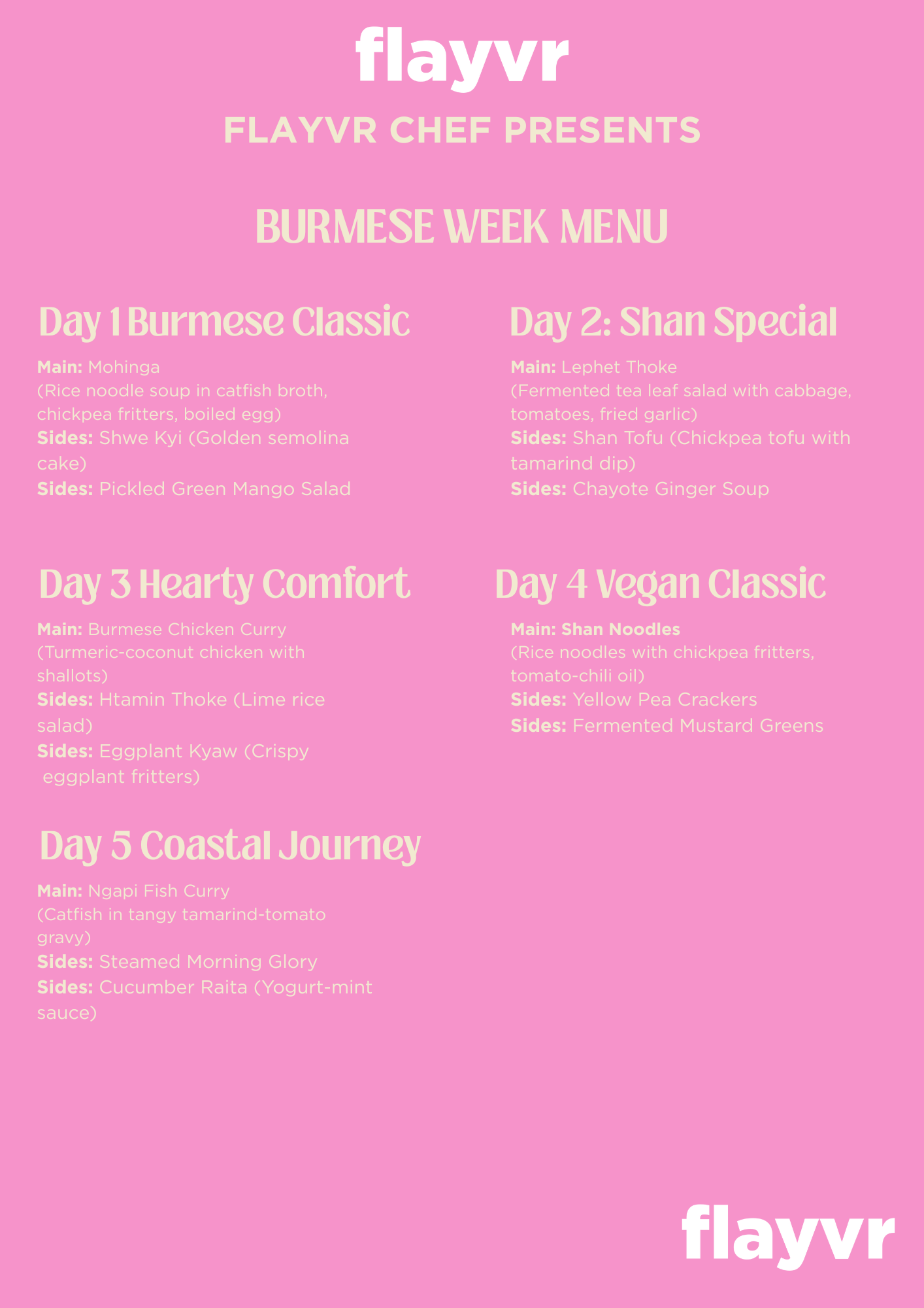 Burmese Week -  Serves 2