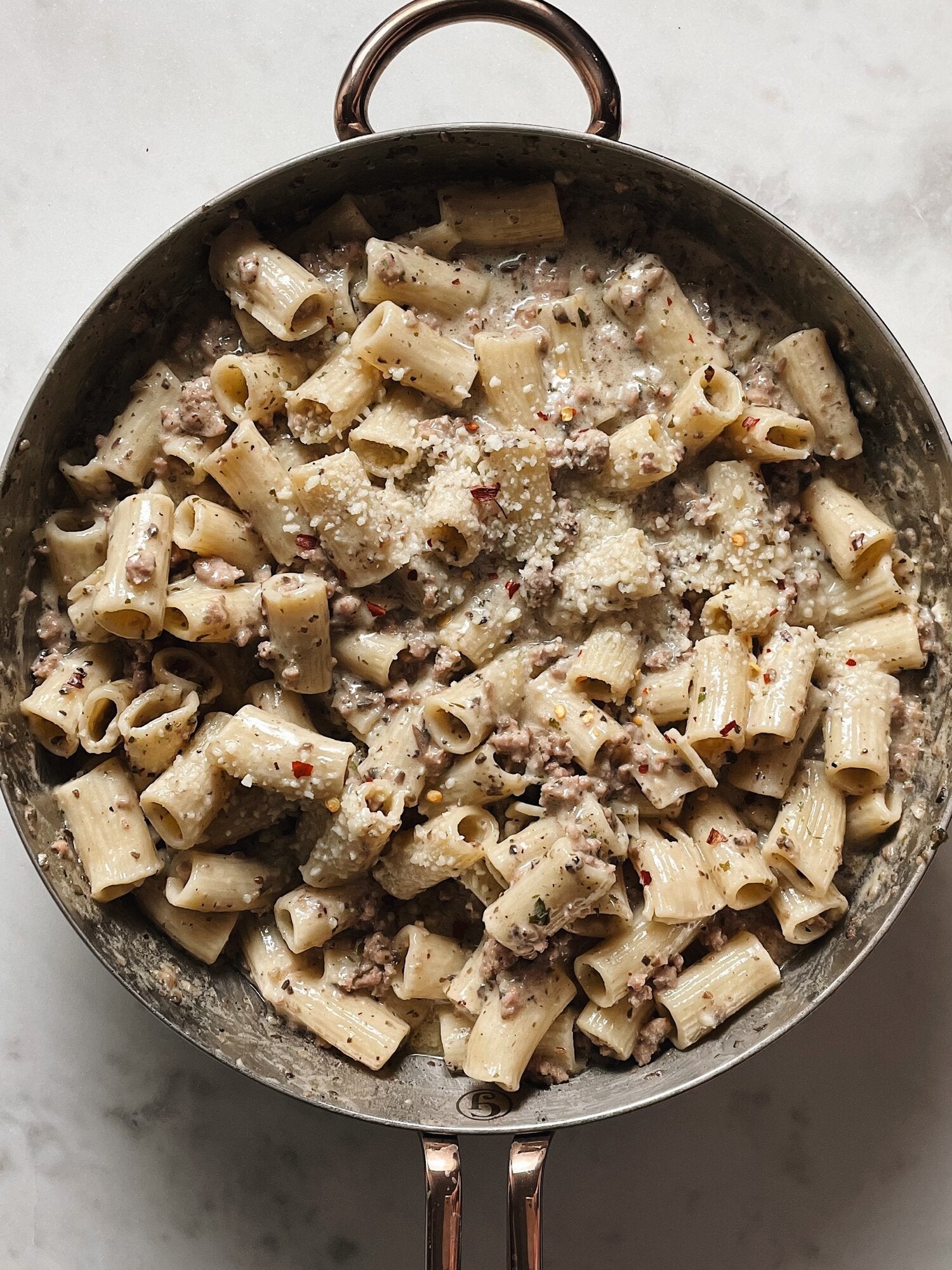 pasta alla norcina  - white sausage & mushroom ragu for 2