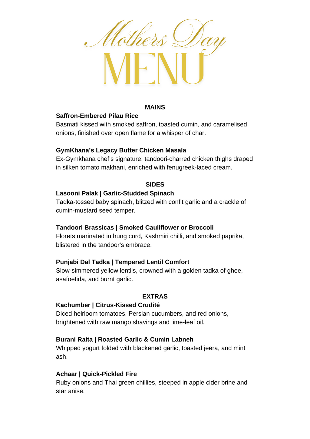 Gourmet Dabba Menu | Serves 2