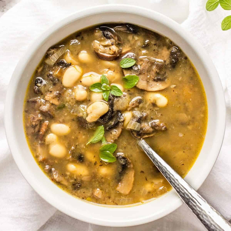 Wild Mushroom & White Bean Velouté with Ashwagandha Elixir