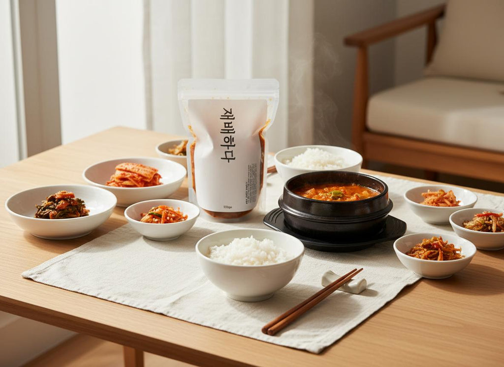 Bok choi kimchi served in a bowl — probiotic gut health food high in Vitamin A