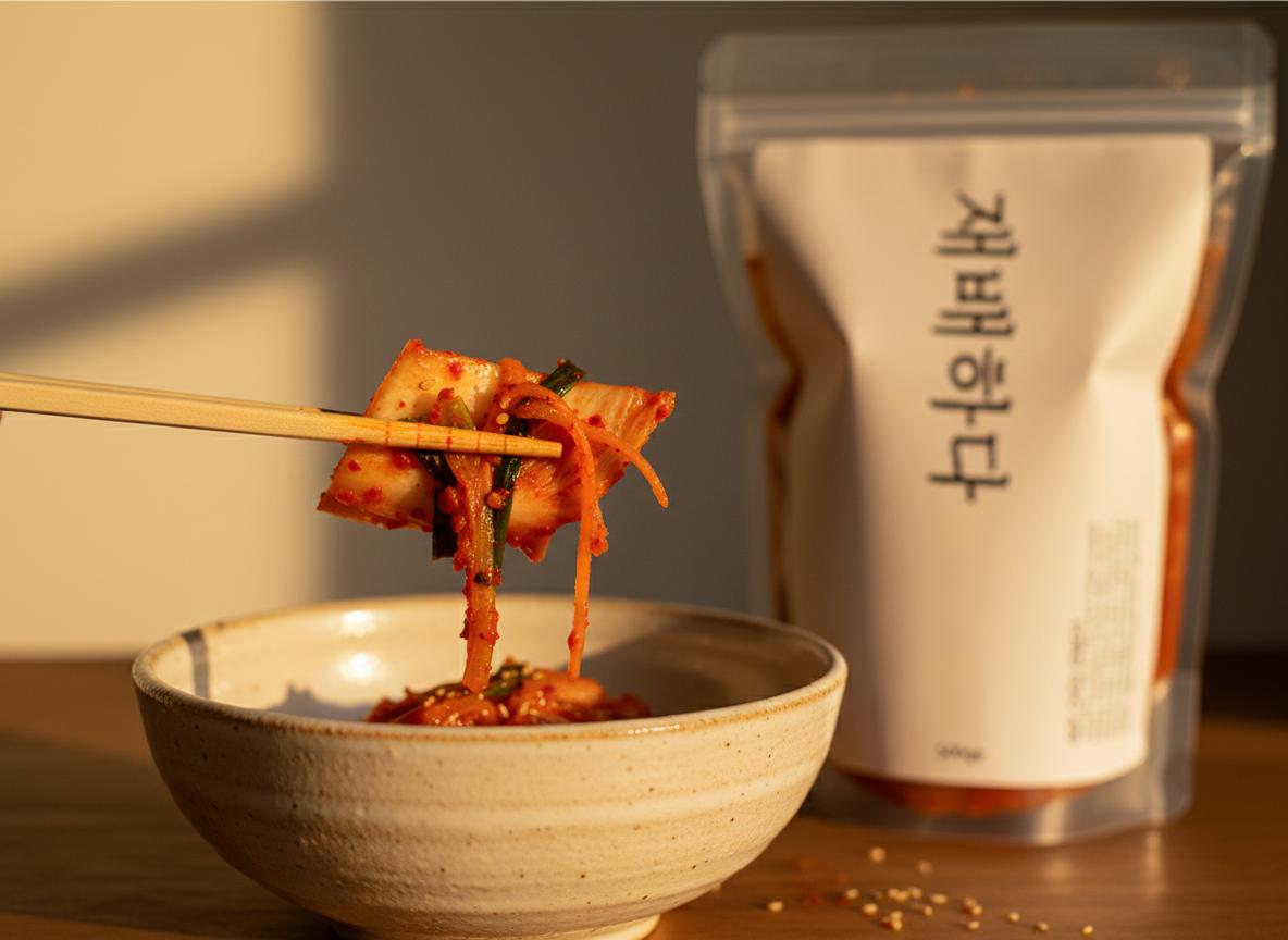 Handcrafted kimchi fermentation process — small batch artisan kimchi with live cultures